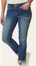 Democracy "Ab"solution Embroidered Girlfriend Jean Women  s Size 4 Mid Tone Blue