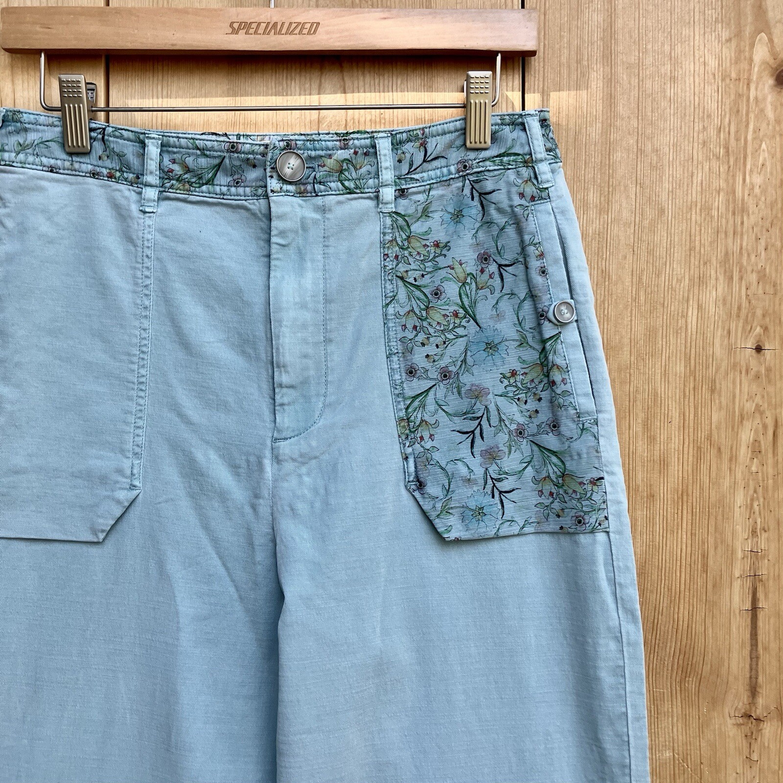 Anthropologie EUC Light Blue Patchwork Pants Sz 6 - image 3