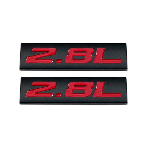 2x Metal Black & Red 2.8L Logo Engine Car Emblem V6 V8 Sport Badge SUV ...