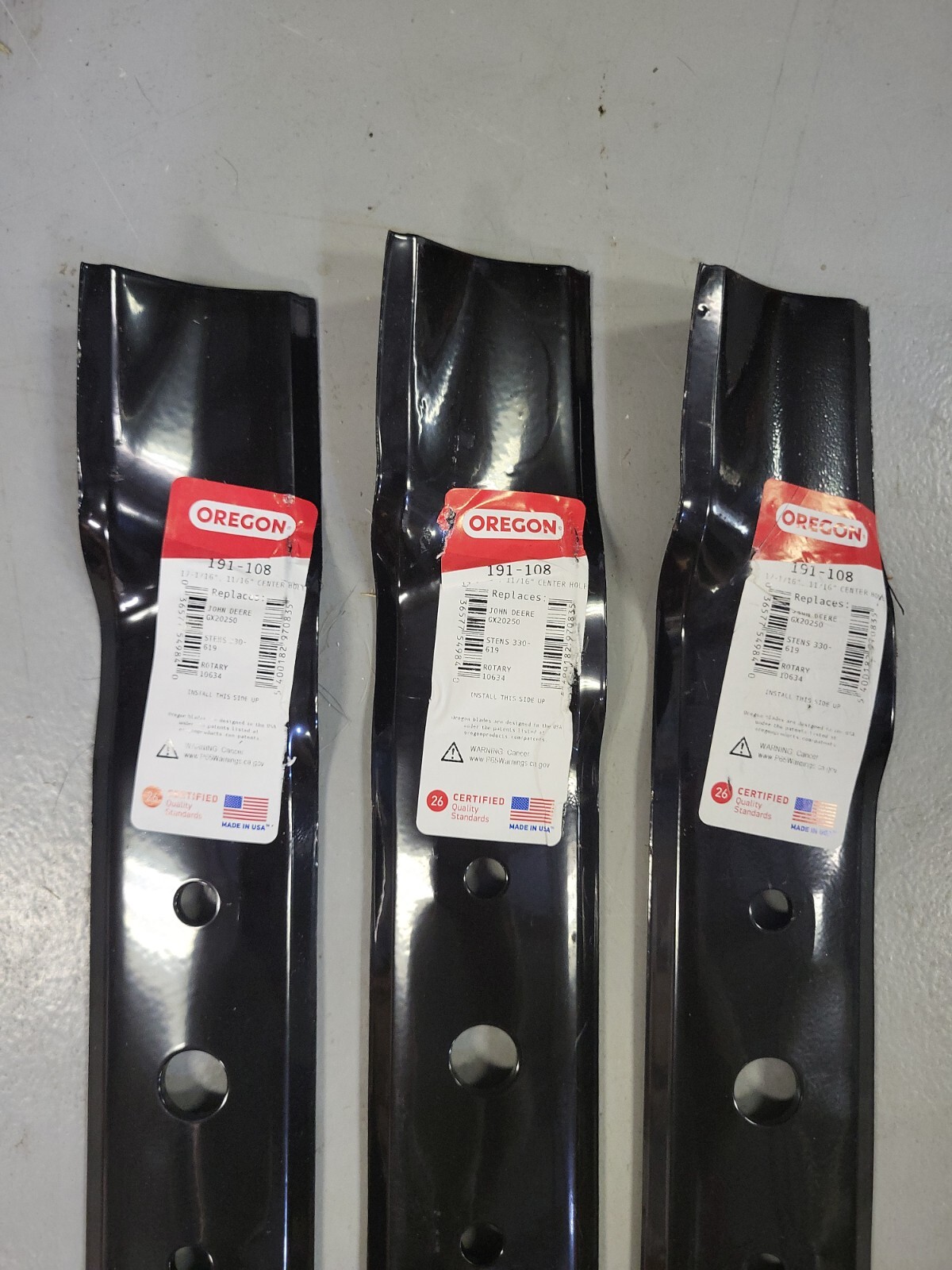 3PK 191108 Oregon Blades Compatible With John Deere GX20250 48" L120