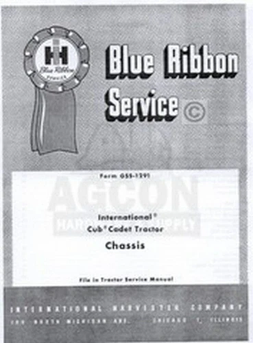 Cub Cadet Original 1961-1963 Chassis Service Manual IH