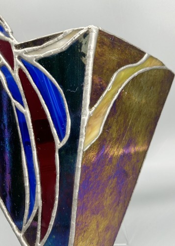 Stained Glass Wall Sconce Shade Bird On Branch Iridescent Artisan Made - Picture 10 of 15