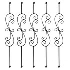 Set of 5 Decorative Square Metal Balusters "S" Scroll-1/2" w/ Iron Swivel Shoes