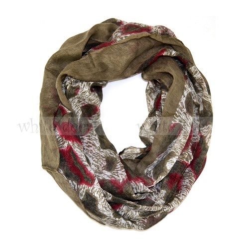 Leopard Cheetah Wild Animal Print Block Circle Loop Wrap Infinity Scarf Casual - Imagen 3 de 8