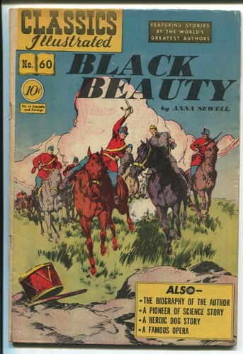 CLASSICS ILLUSTRATED #60 - BLACK BEAUTY - HRN 62 - ORIGINALE - GILBERTON CO./1949 - Foto 1 di 2