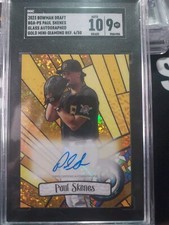 2023 Bowman Draft Paul Skenes Stained Glass Auto Mini Diamond Gold /50 SGC 9 10
