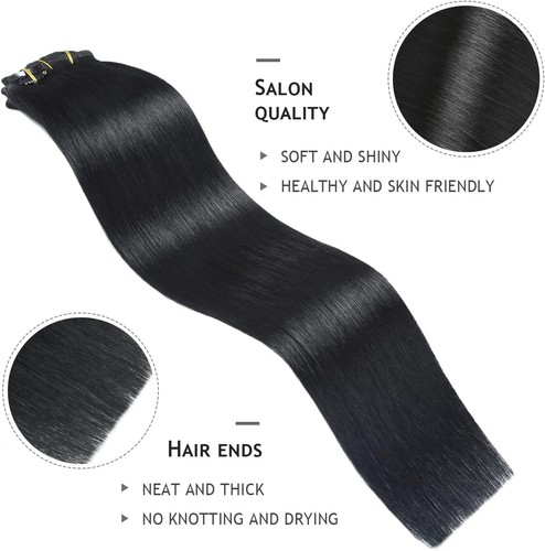 Extensiones de cabello con clip cabello humano real clip de doble trama en cabello Remy completamente grueso - Imagen 29 de 99