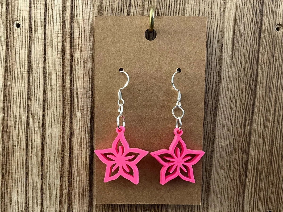 Flower Earrings Flower Necklace 3D Printed Jewelry Set Earring