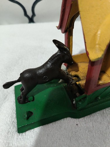 Vintage Mechanical Cast Iron Bank Donkey Mule Kicking Coin Taiwan - Picture 6 of 9