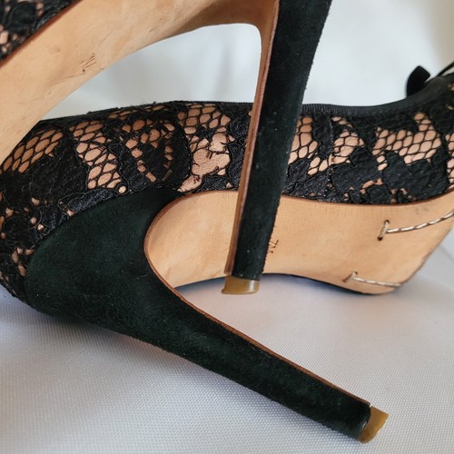 Tory Burch Lace Suede High Heel Pumps SZ 7 - Picture 11 of 11