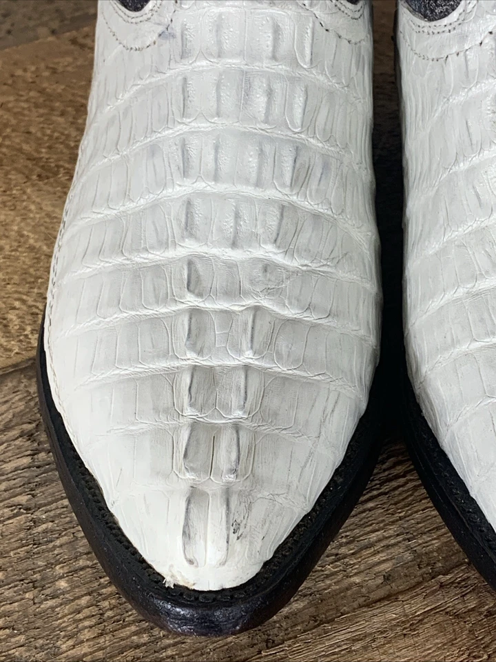 Botas de Vaquero El General Para Hombre Talla: 7 Cuero Crema/Gris Cola de Cocodrilo Bordada Foto 3 de 4