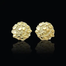 Magnetic Cookie Nugget Earrings Hip Hop Iced Gold plated Cubic Zirconia Earrings