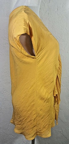 Hugo Boss Womens Top Medium Yellow Ruffle V Neck Lined Evening Party - Picture 2 of 5