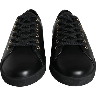 DOLCE & GABBANA Shoes Black Gold Leather Classic Sneakers EU36.5