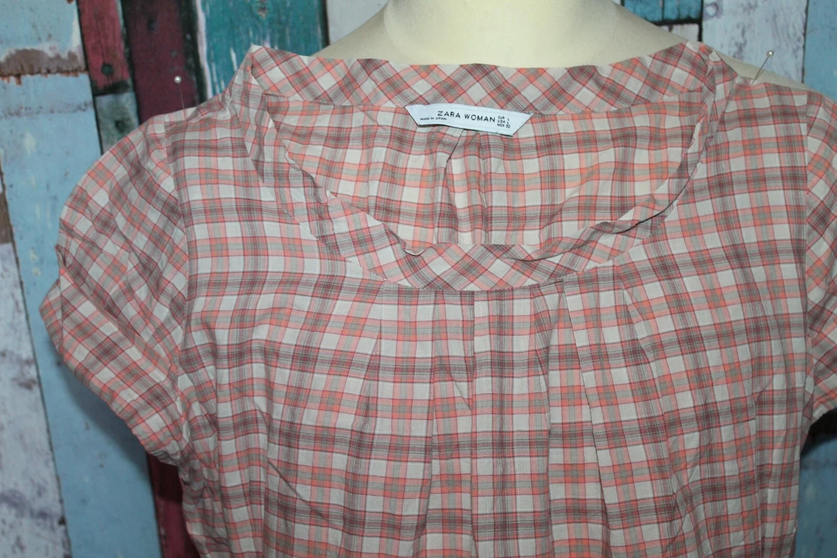 HAUT CHEMISIER FEMME ZARA WOMAN VICHY . TAILLE L