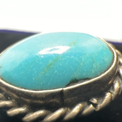 Native American Handmade Vintage Sterling Silver 925 Turquoise Ring sz 4.75 - Picture 2 of 8
