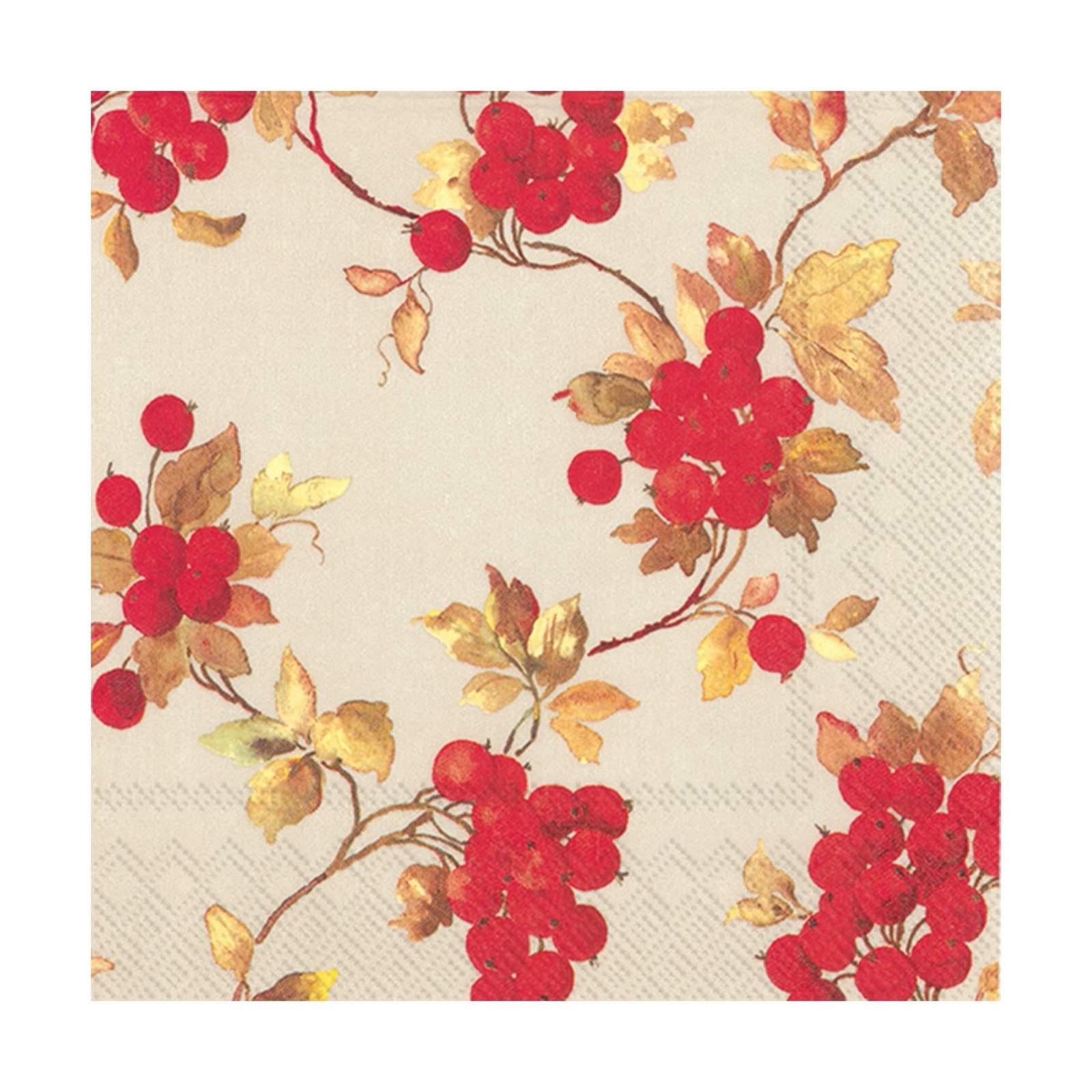 Red Berries Linen 3 Ply Paper Napkins Christmas Lunch Xmas Disposable Serviettes