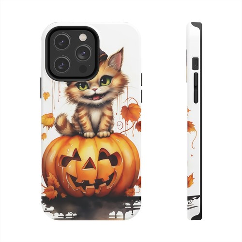 Shockproof Phone Case for Apple iPhone 14 13 Pro Max Plus Halloween Pumpkin Cat - Picture 14 of 33