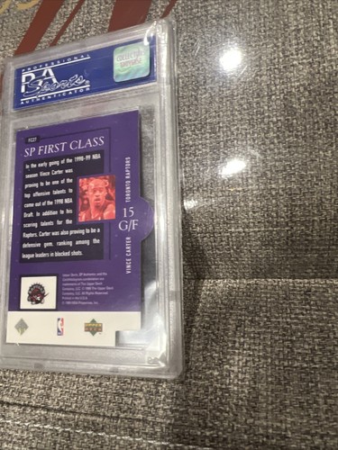1998 SP Authentic First Class Vince Carter PSA 9 RC #FC27 Raptors Nets *05/02 - Picture 8 of 9