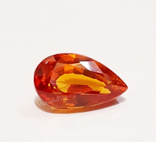 Orange Sapphire Natural 8.00 Ct Pear Shape Ring Size Loose Gemstone - Picture 2 of 7
