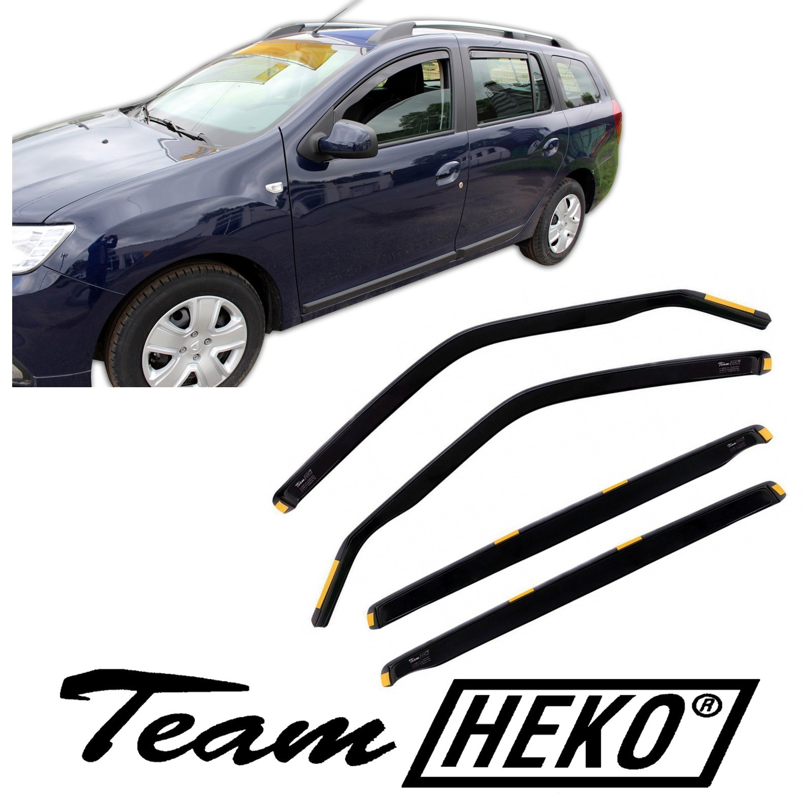 Deflecteurs de vent Dacia Logan 2 MCV anti buee et pluie en plastique noir HEKO