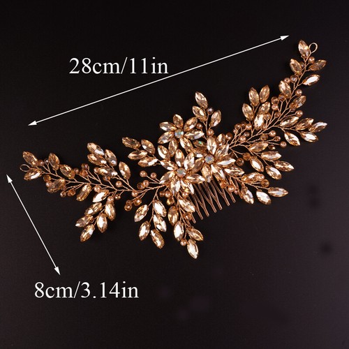 New Luxury Bridal Vintage Silver Full Rhinestones Big Hair Comb Bridal Shinny UK - Picture 44 of 45