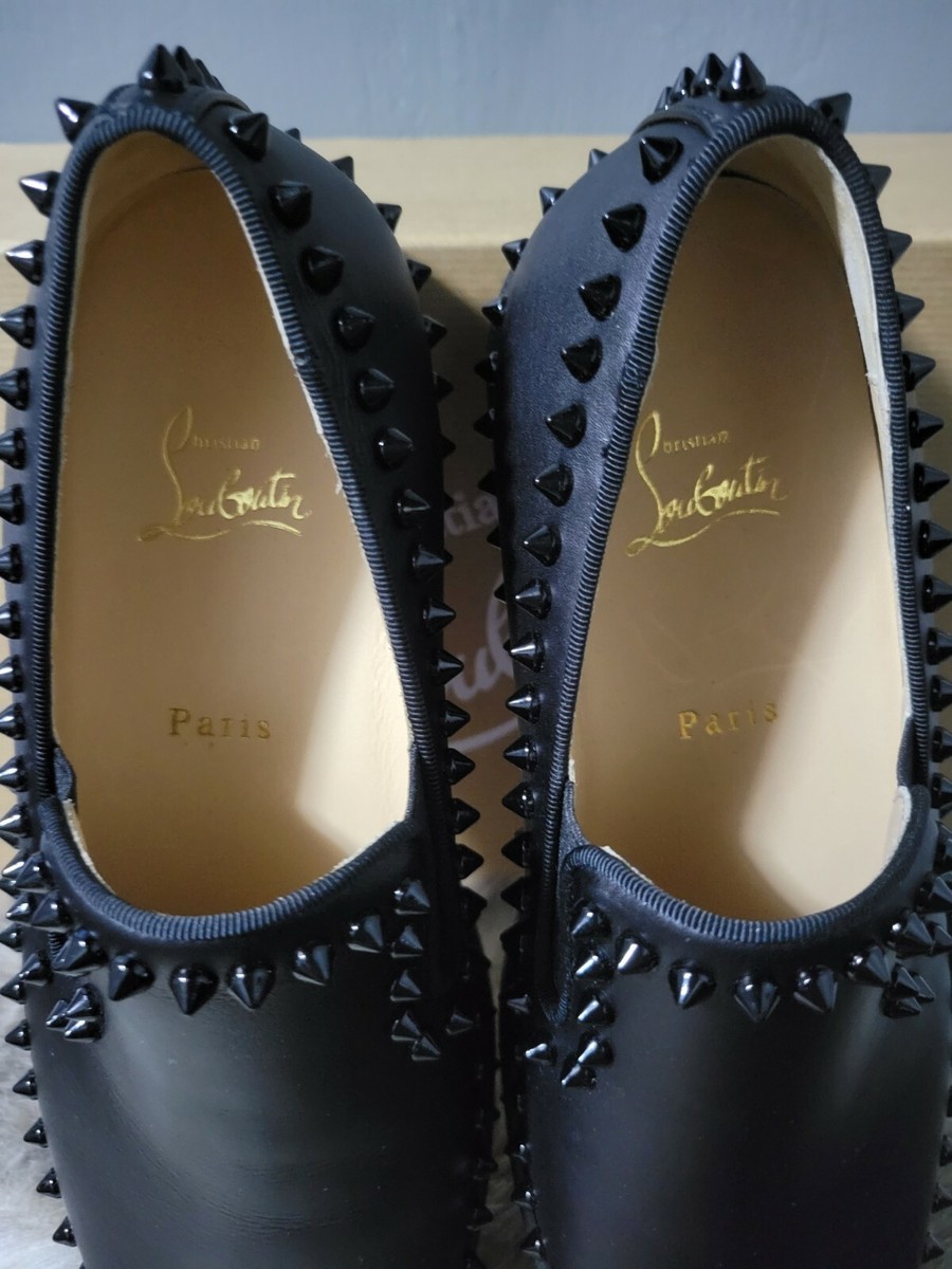 Christian Louboutin Pik Boat Flat Calf Leather Shoes Black Christian Louboutin Pik Boat Flat Calf Leather Shoes Black