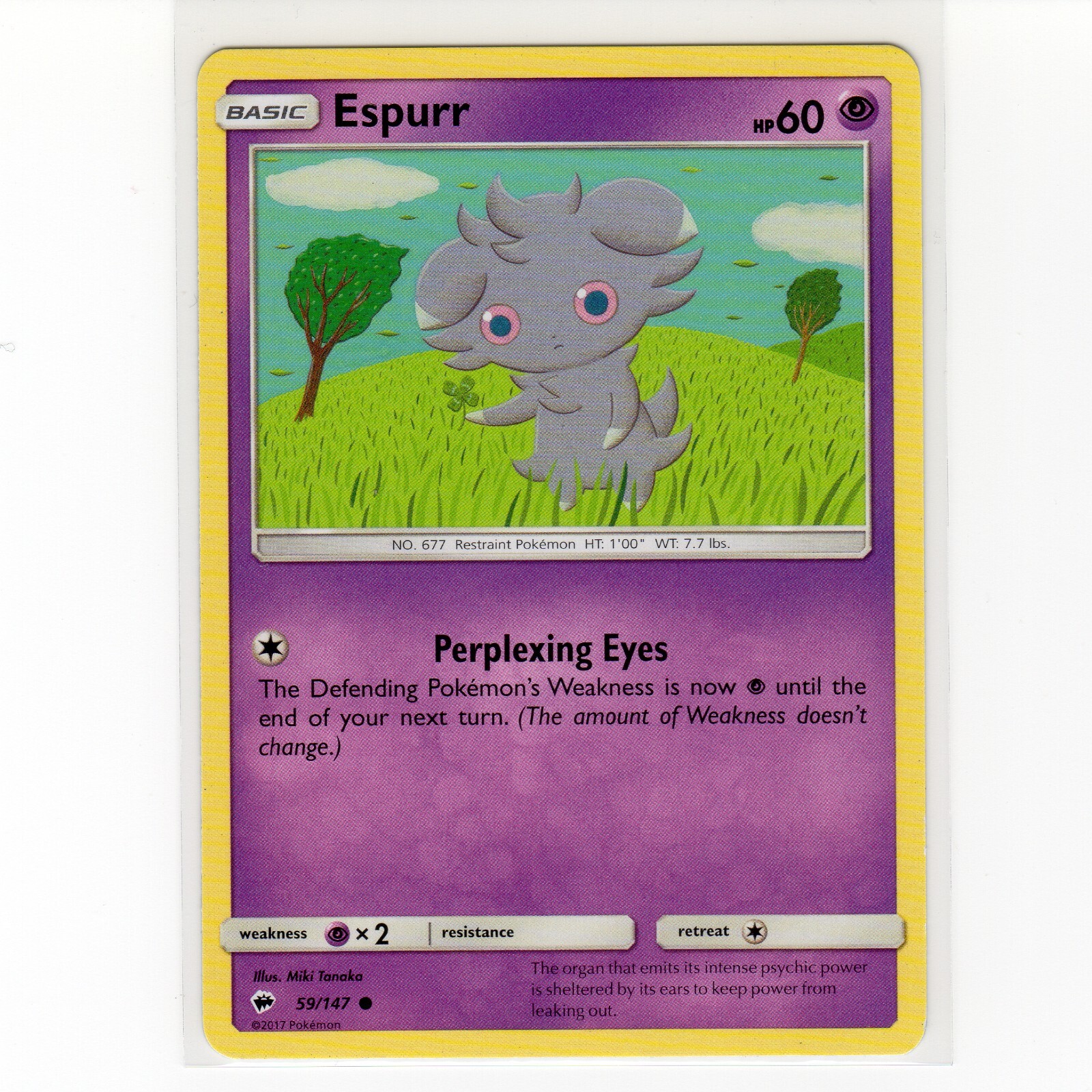Pokemon TCG Espurr 59/147 Sm-Burning Shadows Regular Common Card 2017 EN NM