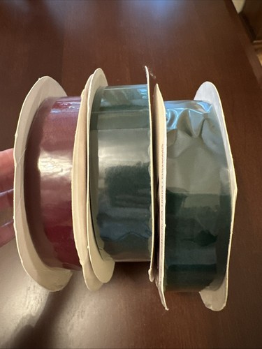 VINTAGE VELTEX Ribbon Dark Green & Burgundy Velvet 1.5” X 75 Yards New Old Stock - Picture 4 of 4