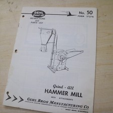 50 GEHL MOLINO DE MARTILLOS MOLER TODOS LOS ACCESORIOS Piezas de servicio Manual de instrucciones Libro