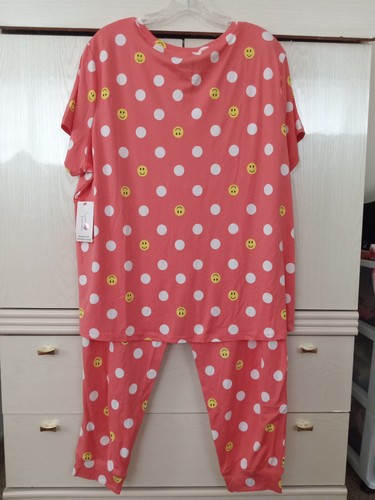 Secret Treasures Women's Smile Emoji Polka Dot Lounge Sleep Set X-LARGE (16-18) - Picture 2 of 4