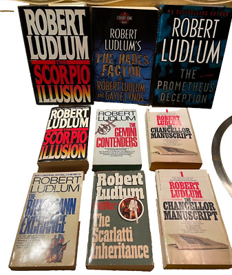 Lot Of 9 Robert Ludlum Paperback & Hard Cover Books