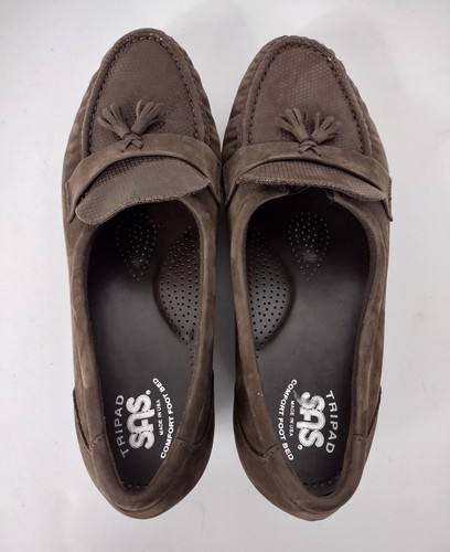 SAS Women's Suede Comfort Loafer Shoes - Tripad Walnut Brown Tassel 10 M, Heel - Picture 7 of 10