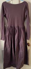 Nobody?s Child Cotton Penni Midi Dress UK Size 16 brown long sleeves boat neck 