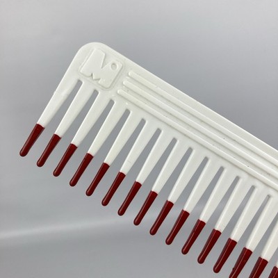 Vtg Mebco Volume Comb Brush SINGLE Dipped Wide Tooth White Red Tip 6.25''