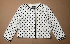 JCREW Jacket in Polka Dot Textured Tweed Size 8 White Navy G3728