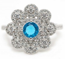 2CT Blue Topaz  Topaz 925 Solid Sterling Silver Ring Jewelry Sz 7