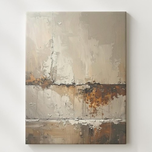 Textured Monochrome Canvasrustic Abstract Art With Eroded, Weathered Feel Wall