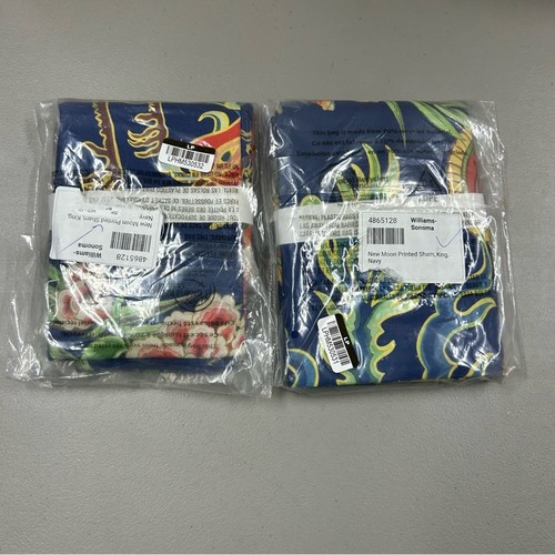 Funda nórdica Williams Sonoma con estampado de luna nueva azul marino King/Cal + 2 fundas King nueva con etiquetas - Imagen 9 de 9