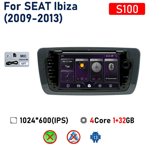 7Inch Android 13 Car Radio For Seat lbiza 6j 2009-2013 Multimedia Video Player - Picture 7 of 39