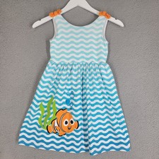 Disney Little Sleepies Finding Nemo Dress Girl's 7 Play Collection Striped Blue