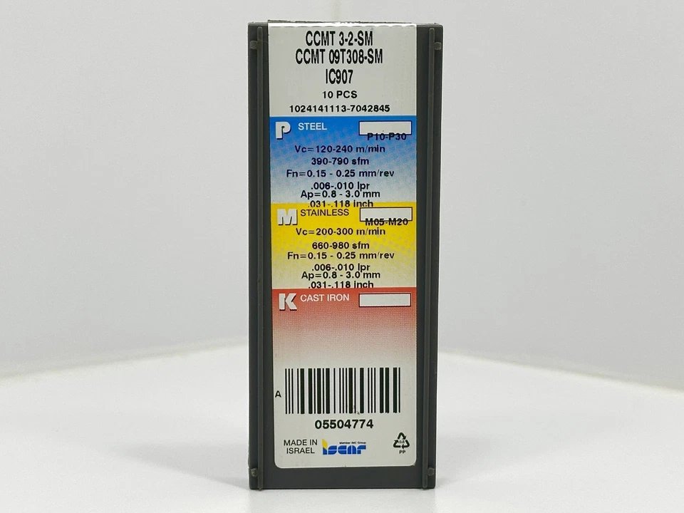 Insertos de carburo nuevos ISCAR CCMT 3-2-SM CCMT09T308-SM 5504774 grado IC907 7 piezas Foto 2 de 2