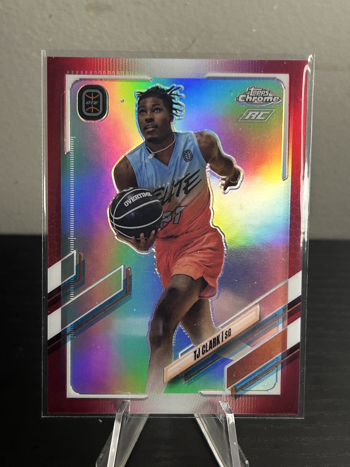 2021-22 Topps Chrome Overtime Elite #41 TJ Clark Red Refractor #/5