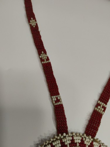 Collana antica perle semi nativi americani medaglione cervo/alce fatta a mano - Foto 5 di 15