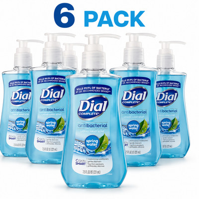 Dial Antibacterial Liquid Hand Soap Spring Water 7.5oz, Blue 6 Pack