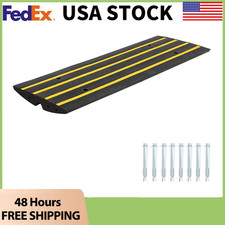 1Pack 48"Curb Ramp w/Water Channel,Heavy Duty Recycled Rubber Driveway Ramp,Car