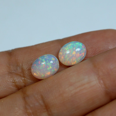 9x7mm Oval Top Grade Natural Ethiopian Fire Opal Wholesale Lot, 2.1Ct Cabochon