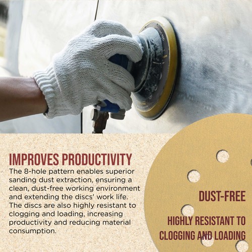240 Grit 5" Sanding Discs, 8-Hole, Box of 100 - Dustless Hook & Loop Sandpaper - Bild 5 von 5