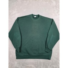 Vintage Jerzees Sweatshirt Men XL Fit L Green Blank Crewneck USA Made Distressed