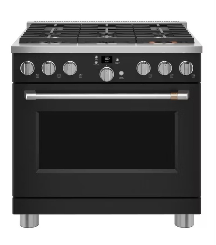 Cafe 36" Matte Black Smart Dual Fuel Professional Range - C2Y366P3TD1